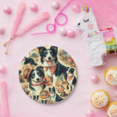 Niedliche Grenze Collie Seamless Pappteller (Party)