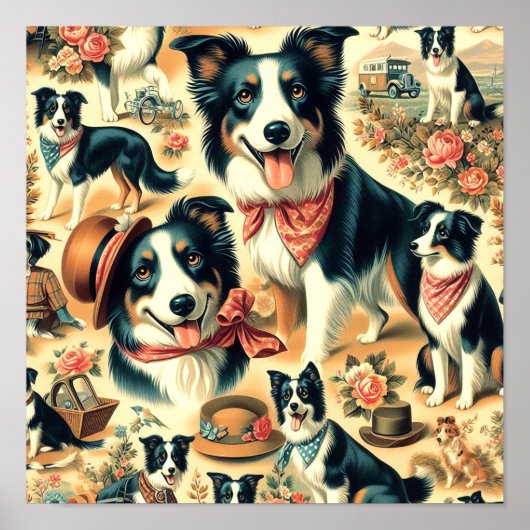 Niedliche Grenze Collie Seamless Poster (Vorne)