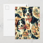 Niedliche Grenze Collie Seamless Postkarte (Vorne/Hinten)