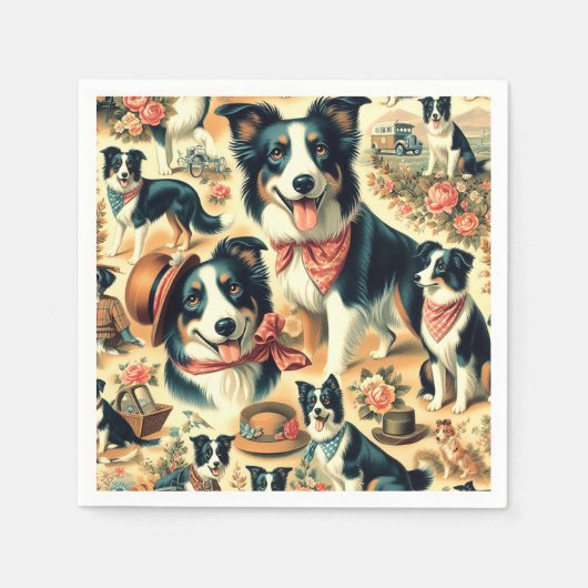Niedliche Grenze Collie Seamless Serviette (Vorderseite)
