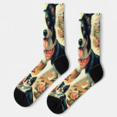 Niedliche Grenze Collie Seamless Socken (Linkes Detail)