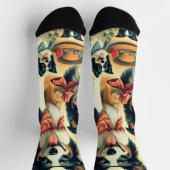 Niedliche Grenze Collie Seamless Socken (Oben)
