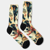 Niedliche Grenze Collie Seamless Socken (Rechts)