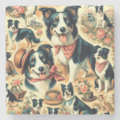 Niedliche Grenze Collie Seamless Steinuntersetzer (Vorderseite)