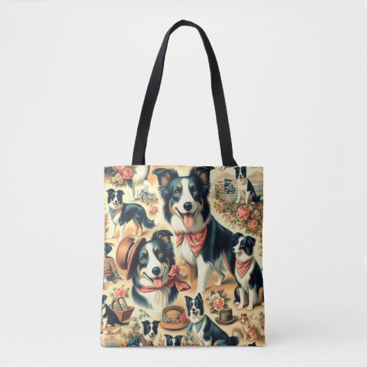 Niedliche Grenze Collie Seamless Tasche (Vorderseite)