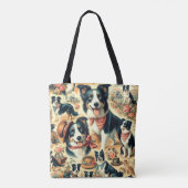 Niedliche Grenze Collie Seamless Tasche (Rückseite)