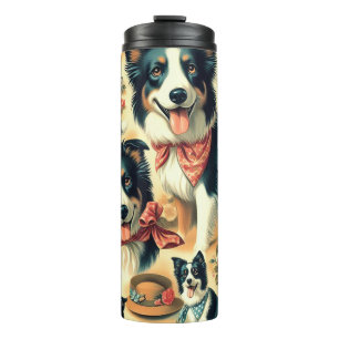 Niedliche Grenze Collie Seamless Thermosbecher