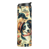 Niedliche Grenze Collie Seamless Thermosbecher (Nach links gedreht)