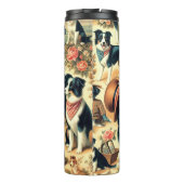 Niedliche Grenze Collie Seamless Thermosbecher (Rückseite)