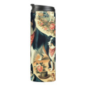 Niedliche Grenze Collie Seamless Thermosbecher (Nach rechts gedreht)