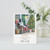 Niedliche Grenze Collie Weihnachtsfeiertag Postkarte (Stehend Vorderseite)