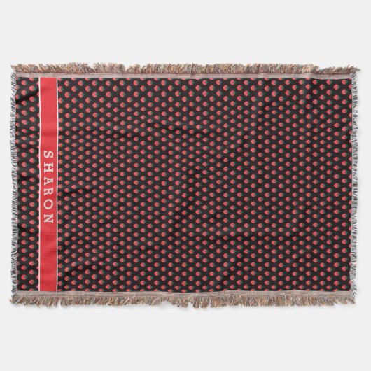Niedliche griechisch-rosa Erdbeermuster Monogramm Decke (Vorderseite)