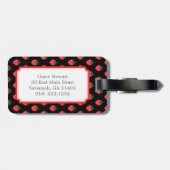 Niedliche griechisch-rosa Erdbeermuster Monogramm Gepäckanhänger (Rückseite horizontal)