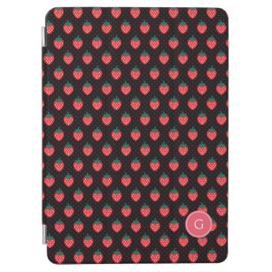 Niedliche griechisch-rosa Erdbeermuster Monogramm iPad Air Hülle