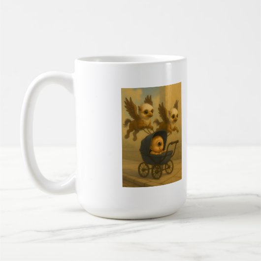 Niedliche Griffins & Baby Cyclops Mythology Fantas Kaffeetasse (Links)