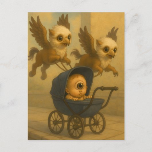 Niedliche Griffins & Baby Cyclops Mythology Fantas Postkarte (Vorderseite)