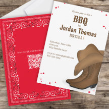 Niedliche GRILLEN Red Bandana Cowboy Party QR-Code