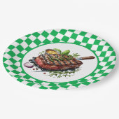 Niedliche GRILLEN Steak Party Pappteller (Schrägansicht)