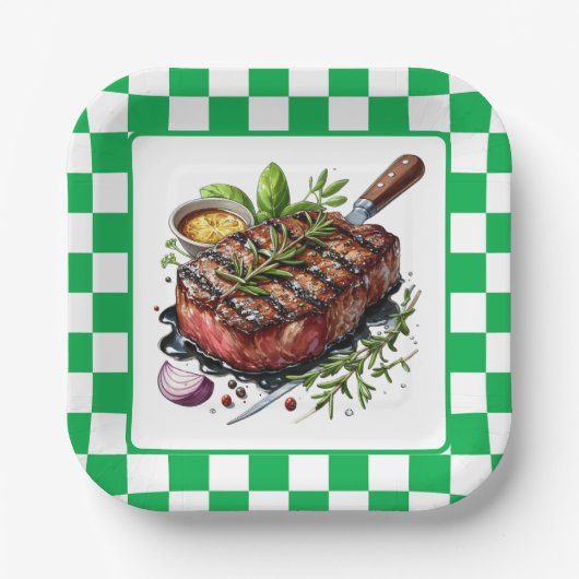 Niedliche GRILLEN Steak Party Pappteller (Vorderseite)