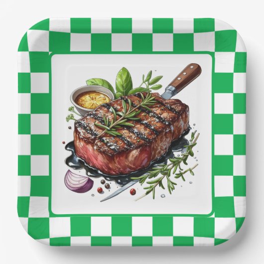 Niedliche GRILLEN Steak Party Pappteller (Vorderseite)