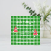 Niedliche GRILLEN Watermelon Printable Housewarmin Einladung (Stehend Vorderseite)