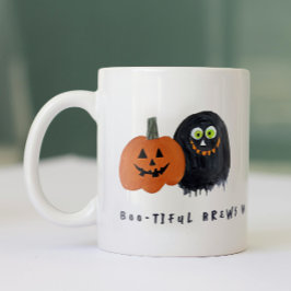 Niedliche grimmige Halloween Monster Crew Schwarze Zweifarbige Tasse