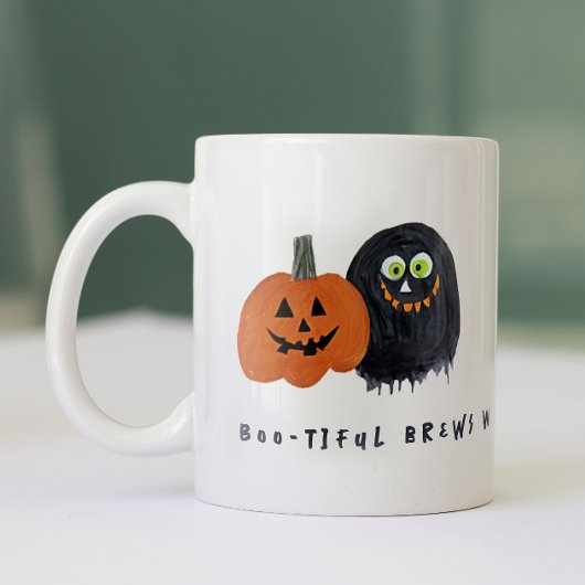 Niedliche grimmige Halloween Monster Crew Schwarze Zweifarbige Tasse