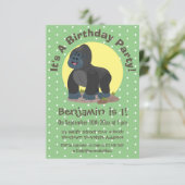 Niedliche grobe Gorilla-Cartoon-Illustration Einladung (Stehend Vorderseite)