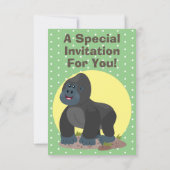 Niedliche grobe Gorilla-Cartoon-Illustration Einladung (Rückseite)