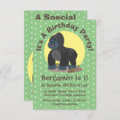 Niedliche grobe Gorilla-Cartoon-Illustration Einladung (Vorne/Hinten)
