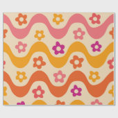 Niedliche Groovy-Blume auf Retrowellen Geschenkpapier (Flach)