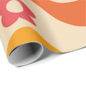 Niedliche Groovy-Blume auf Retrowellen Geschenkpapier (Rolleneckpunkt)
