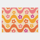 Niedliche Groovy-Blume auf Retrowellen Geschenkpapier Set (Vorderseite 3)