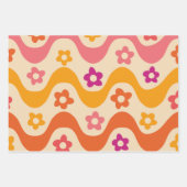 Niedliche Groovy-Blume auf Retrowellen Geschenkpapier Set (Vorderseite)