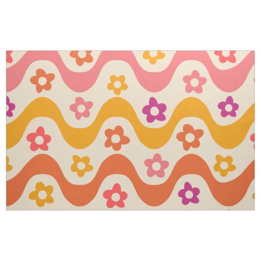 Niedliche Groovy-Blume auf Retrowellen Stoff (Fat Quarter (45,7 x 55,9 cm))