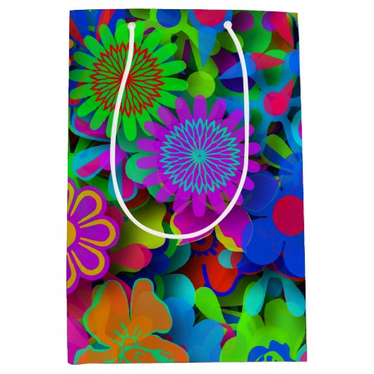 Niedliche Groovy Blume Garten Mittlere Geschenktüte (Vorderseite)