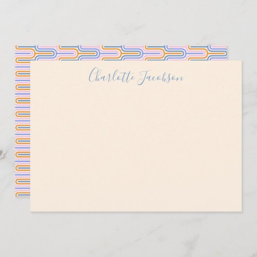 Niedliche Groovy Lavender Geometric Art Personalis Mitteilungskarte (Vorne/Hinten)