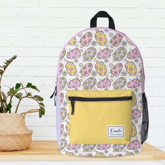 Niedliche Groovy Popsicle Retro Summer Monogram Bedruckter Rucksack