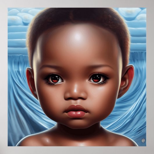 Niedliche Großaugen Mädchen Kleinkinder Moderne Ku Poster (Vorne)