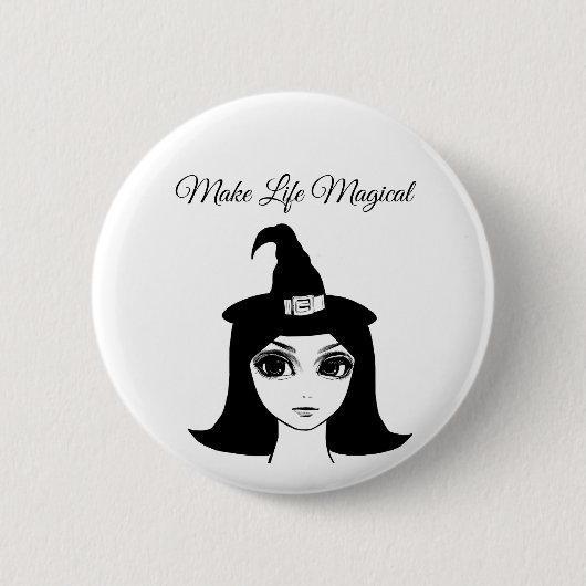 niedliche Großaugenwitscher Girl Fantasy Märchenku Button (Vorderseite)