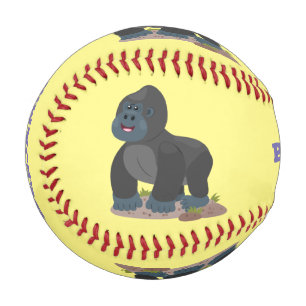 Niedliche, große Gorilla-Cartoon-Abbildung Baseball
