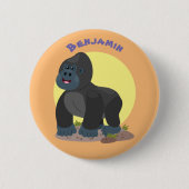 Niedliche, große Gorilla-Cartoon-Abbildung Button (Vorderseite)