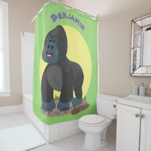 Niedliche, große Gorilla-Cartoon-Abbildung Duschvorhang