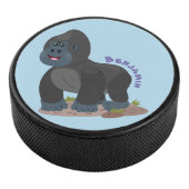Niedliche, große Gorilla-Cartoon-Abbildung Eishockey Puck (3/4)