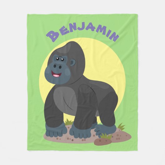 Niedliche, große Gorilla-Cartoon-Abbildung Fleecedecke (Vorderseite)