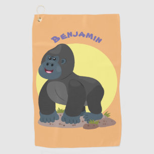 Niedliche, große Gorilla-Cartoon-Abbildung Golfhandtuch