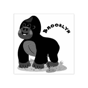 Niedliche, große Gorilla-Cartoon-Abbildung Gummistempel
