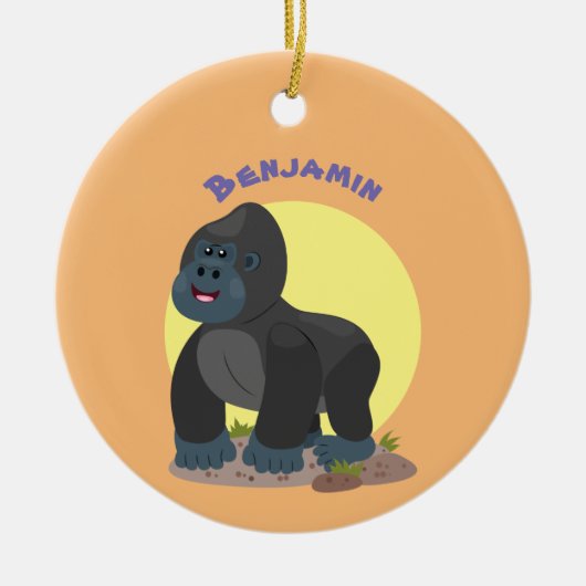 Niedliche, große Gorilla-Cartoon-Abbildung Keramik Ornament (Vorne)