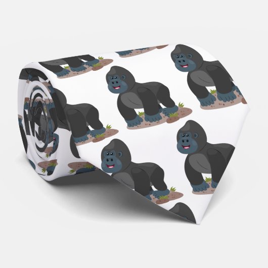 Niedliche, große Gorilla-Cartoon-Abbildung Krawatte (Gerollt)
