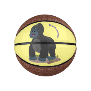 Niedliche, große Gorilla-Cartoon-Abbildung Mini Basketball